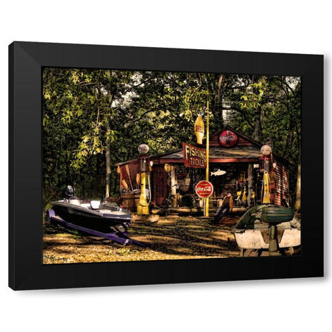Fishing Camp Black Modern Wood Framed Art Print with Double Matting by Murray Henderson Fine Art