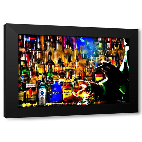 Print Bar Scene Black Modern Wood Framed Art Print by Murray Henderson Fine Art