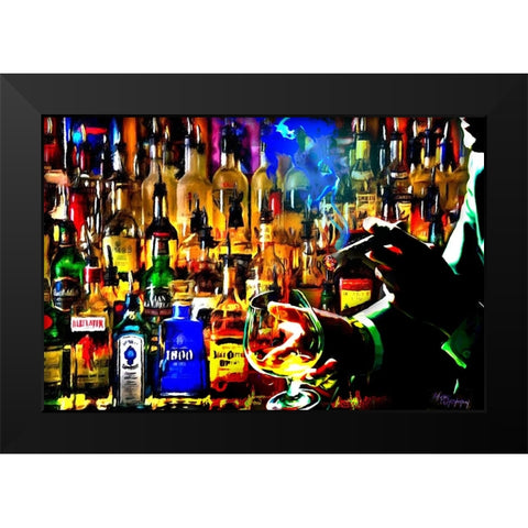 Print Bar Scene Black Modern Wood Framed Art Print by Murray Henderson Fine Art