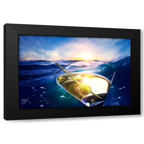 Sailing Martini Black Modern Wood Framed Art Print with Double Matting by Murray Henderson Fine Art