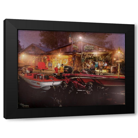 The Fishing Depot Black Modern Wood Framed Art Print with Double Matting by Murray Henderson Fine Art