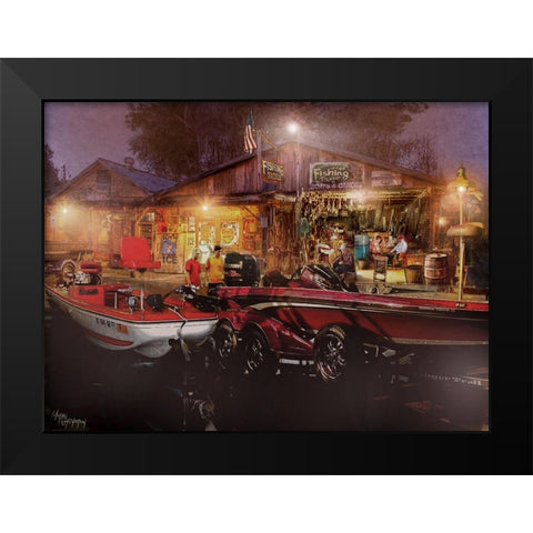 The Fishing Depot Black Modern Wood Framed Art Print by Murray Henderson Fine Art