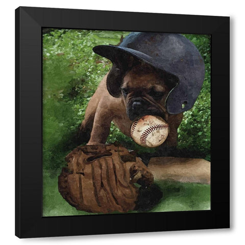 First Base Black Modern Wood Framed Art Print with Double Matting by Murray Henderson Fine Art