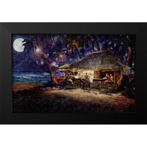 The Beach Bar Black Modern Wood Framed Art Print by Murray Henderson Fine Art
