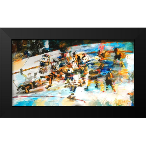Bobby Scores 1 Black Modern Wood Framed Art Print by Murray Henderson Fine Art