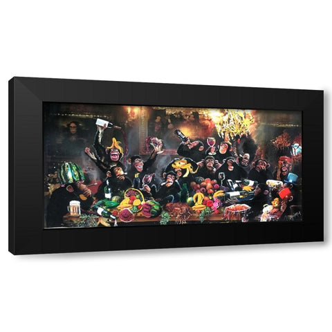 Monkey Bash Black Modern Wood Framed Art Print with Double Matting by Murray Henderson Fine Art