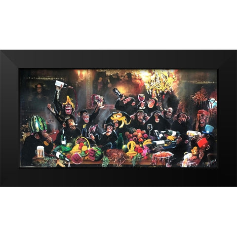 Monkey Bash Black Modern Wood Framed Art Print by Murray Henderson Fine Art