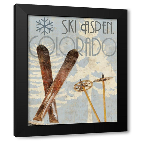 Ski Destinations II Black Modern Wood Framed Art Print by Sparx Studio