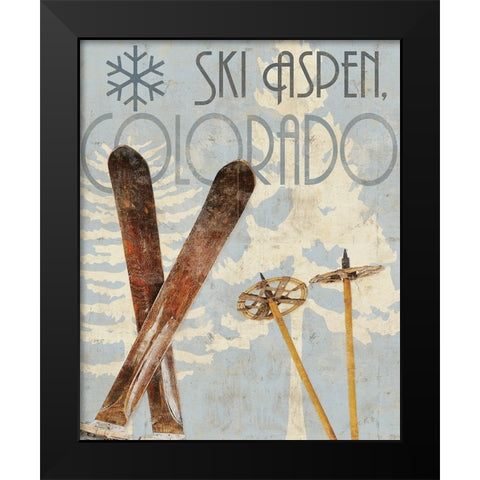 Ski Destinations II Black Modern Wood Framed Art Print by Sparx Studio