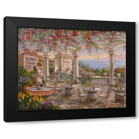 Dining on the Terrace Black Modern Wood Framed Art Print with Double Matting by Boehme, Nicky
