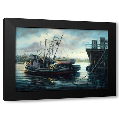 Sparkling Fish Nets Black Modern Wood Framed Art Print by Boehme, Nicky