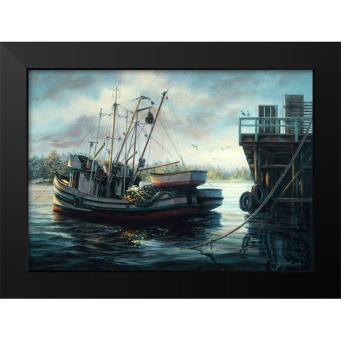 Sparkling Fish Nets Black Modern Wood Framed Art Print by Boehme, Nicky