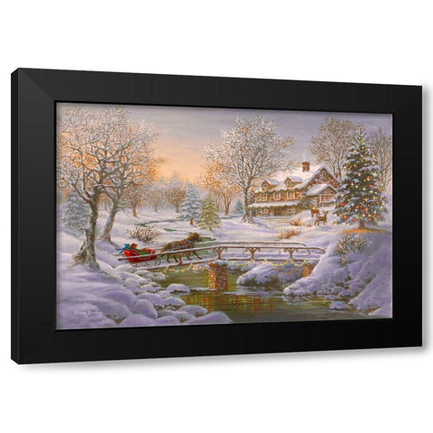 Over The Bridge To Grandmas House Black Modern Wood Framed Art Print by Boehme, Nicky