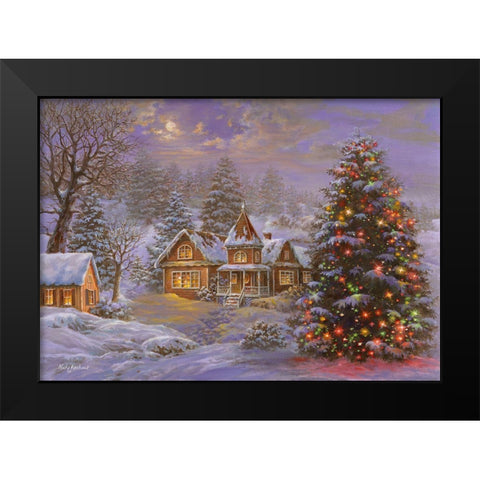 Happy Holidays Black Modern Wood Framed Art Print by Boehme, Nicky