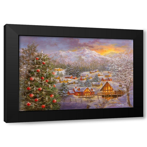 Seasons Greetings Black Modern Wood Framed Art Print by Boehme, Nicky