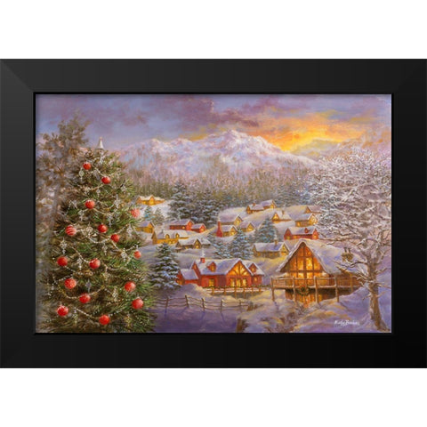 Seasons Greetings Black Modern Wood Framed Art Print by Boehme, Nicky