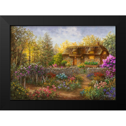 Cottage Garden in Full Bloom  Black Modern Wood Framed Art Print by Boehme, Nicky