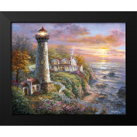 Lighthouse Haven Black Modern Wood Framed Art Print by Boehme, Nicky
