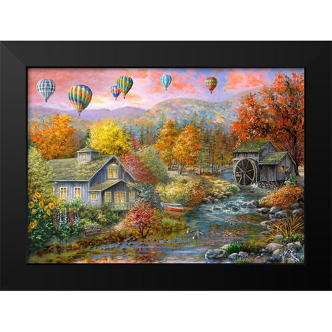 Autumn Creek Mill Black Modern Wood Framed Art Print by Boehme, Nicky