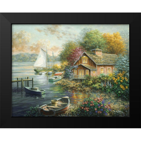Peaceful Mooring Black Modern Wood Framed Art Print by Boehme, Nicky