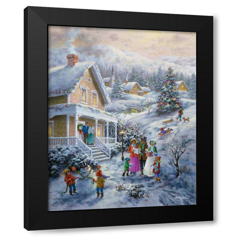 Carolers Black Modern Wood Framed Art Print with Double Matting by Boehme, Nicky