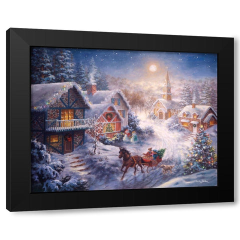 In A One Horse Open Sleigh Black Modern Wood Framed Art Print by Boehme, Nicky