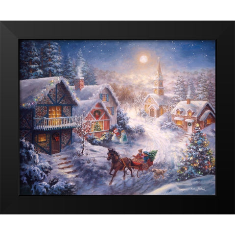 In A One Horse Open Sleigh Black Modern Wood Framed Art Print by Boehme, Nicky
