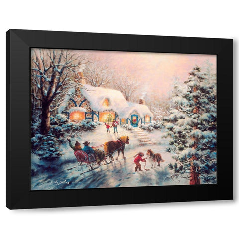 Christmas Visit Black Modern Wood Framed Art Print with Double Matting by Boehme, Nicky