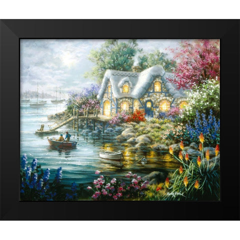 Cottage Cove Black Modern Wood Framed Art Print by Boehme, Nicky