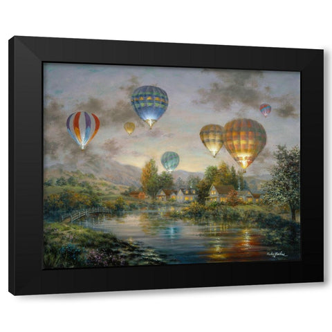 Balloon Glow Black Modern Wood Framed Art Print with Double Matting by Boehme, Nicky