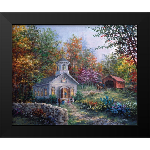 Worship In The Country Black Modern Wood Framed Art Print by Boehme, Nicky