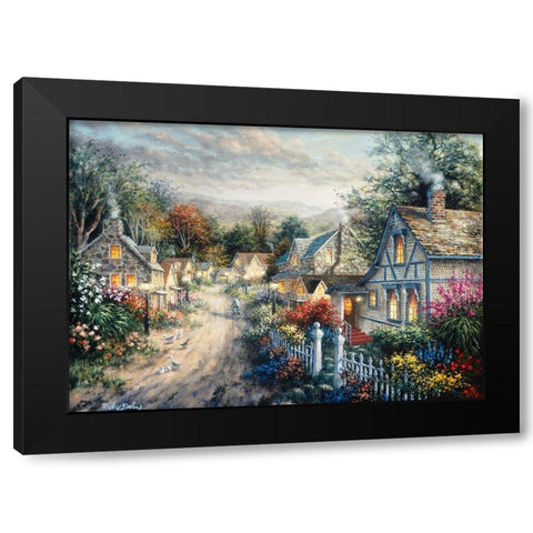 Down Cottage Lane Black Modern Wood Framed Art Print by Boehme, Nicky
