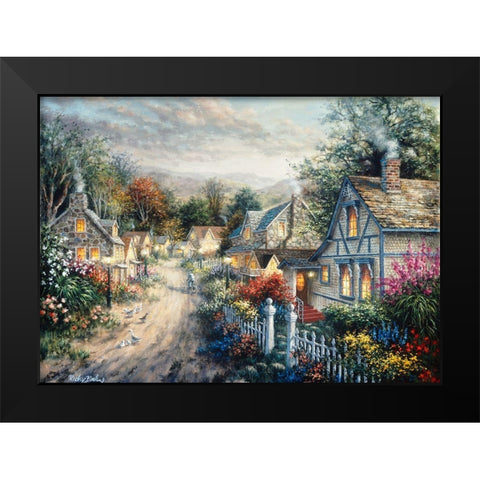 Down Cottage Lane Black Modern Wood Framed Art Print by Boehme, Nicky