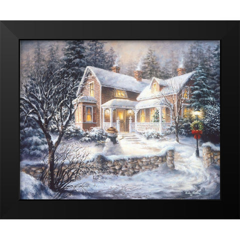 Winters Welcome Black Modern Wood Framed Art Print by Boehme, Nicky