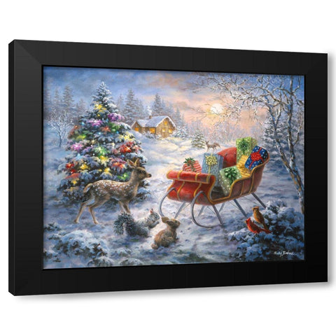 Tis The Night Before Xmas Black Modern Wood Framed Art Print by Boehme, Nicky