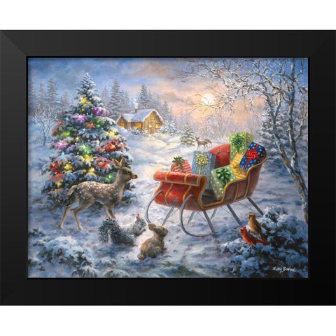 Tis The Night Before Xmas Black Modern Wood Framed Art Print by Boehme, Nicky