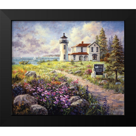 Admirality Head Lighthouse Black Modern Wood Framed Art Print by Boehme, Nicky