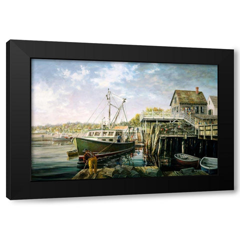Snug Harbor Black Modern Wood Framed Art Print with Double Matting by Boehme, Nicky