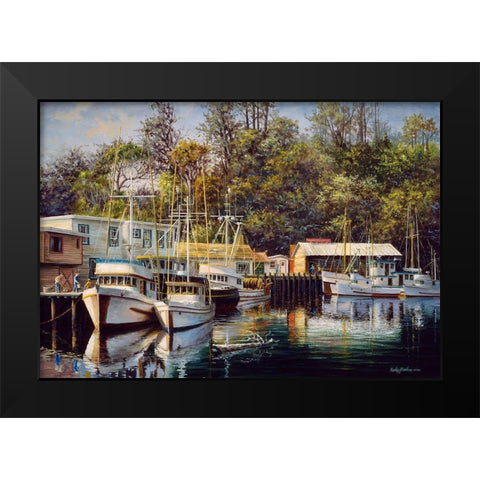 Lets Go Fishing Black Modern Wood Framed Art Print by Boehme, Nicky