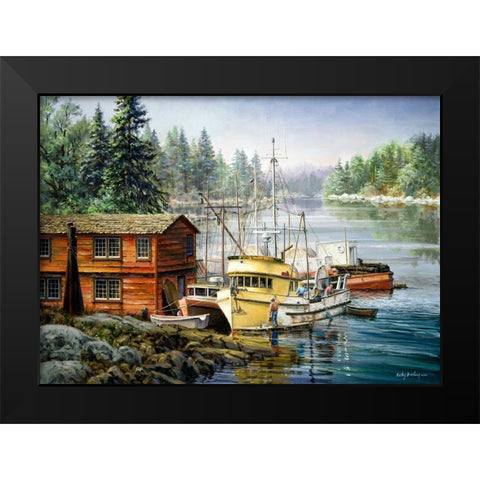 Spruced And Spry Black Modern Wood Framed Art Print by Boehme, Nicky