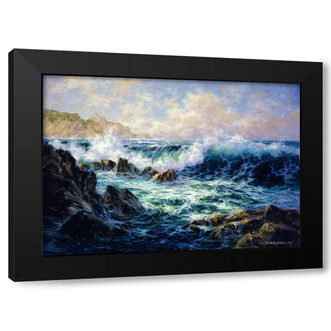 Morning Surf Black Modern Wood Framed Art Print by Boehme, Nicky