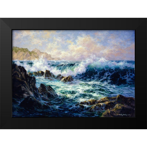 Morning Surf Black Modern Wood Framed Art Print by Boehme, Nicky