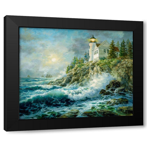 Bass Harbor Lighthouse Black Modern Wood Framed Art Print by Boehme, Nicky