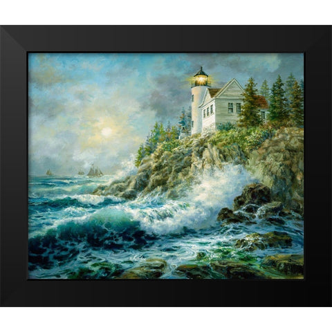Bass Harbor Lighthouse Black Modern Wood Framed Art Print by Boehme, Nicky