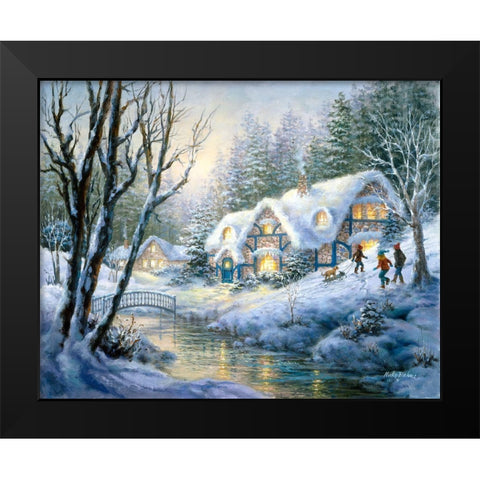 Winter Frolic Black Modern Wood Framed Art Print by Boehme, Nicky
