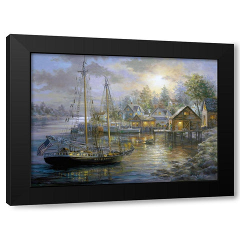 Harbor Town Black Modern Wood Framed Art Print with Double Matting by Boehme, Nicky