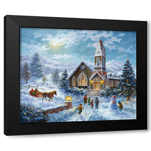 Parents Pray-Children Play Black Modern Wood Framed Art Print by Boehme, Nicky