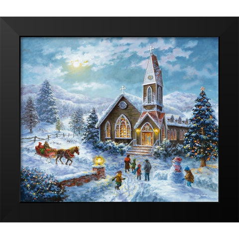 Parents Pray-Children Play Black Modern Wood Framed Art Print by Boehme, Nicky