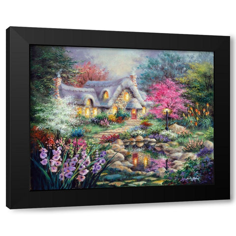 Cottage Pond Black Modern Wood Framed Art Print by Boehme, Nicky