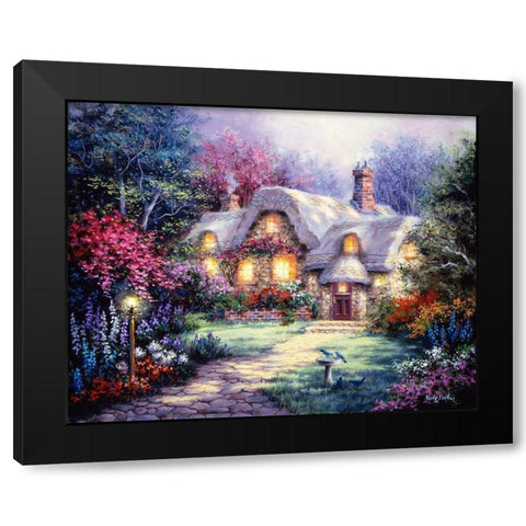 Garden Cottage Black Modern Wood Framed Art Print by Boehme, Nicky